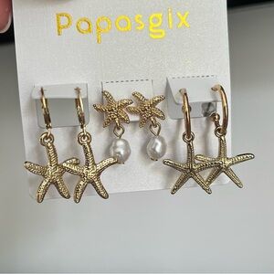 Gold dangle starfish earrings